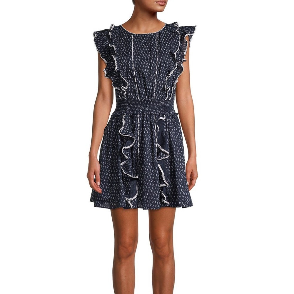 NWOT Rebecca Taylor LaVie Ikat Ruffle Dress L